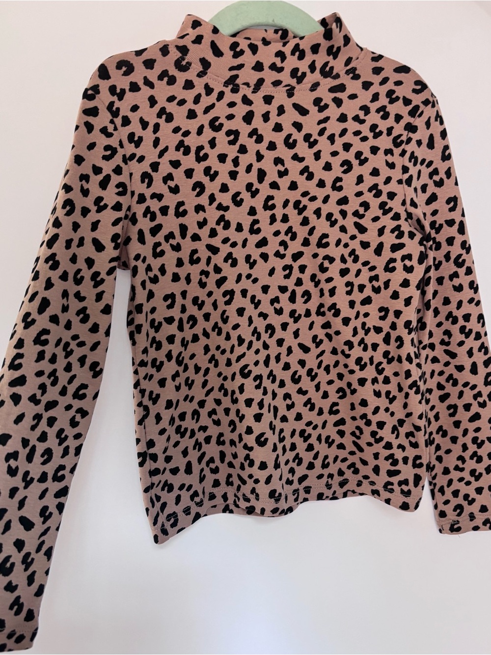 H&M 5t girls Leopard Print Mock Neck Top - Mauve and Black